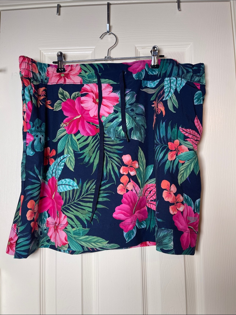 Speedo Navy Floral Swim Skort with Pink & Coral Blooms